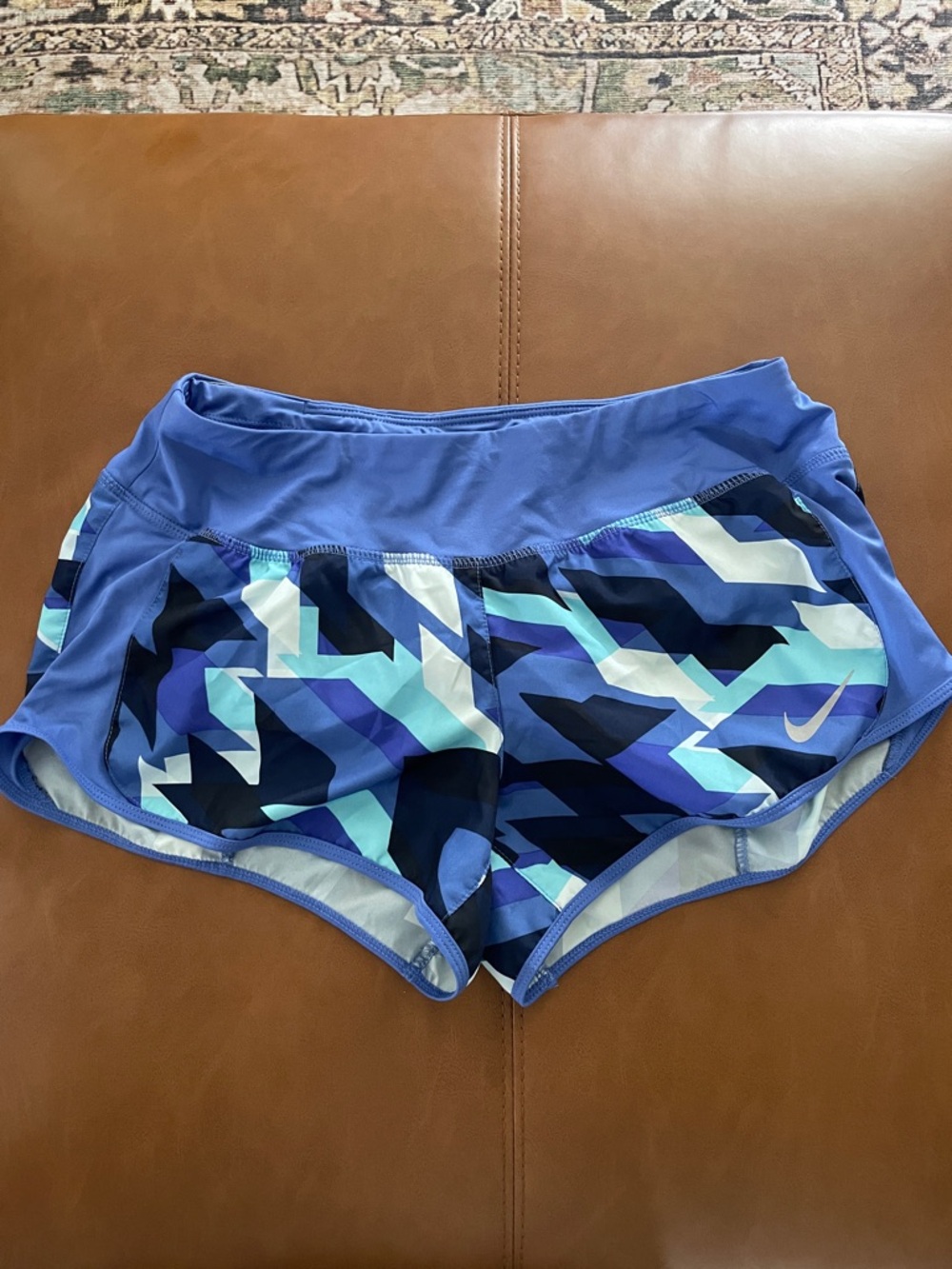 Nike Women's Blue Geometric Athletic Shorts